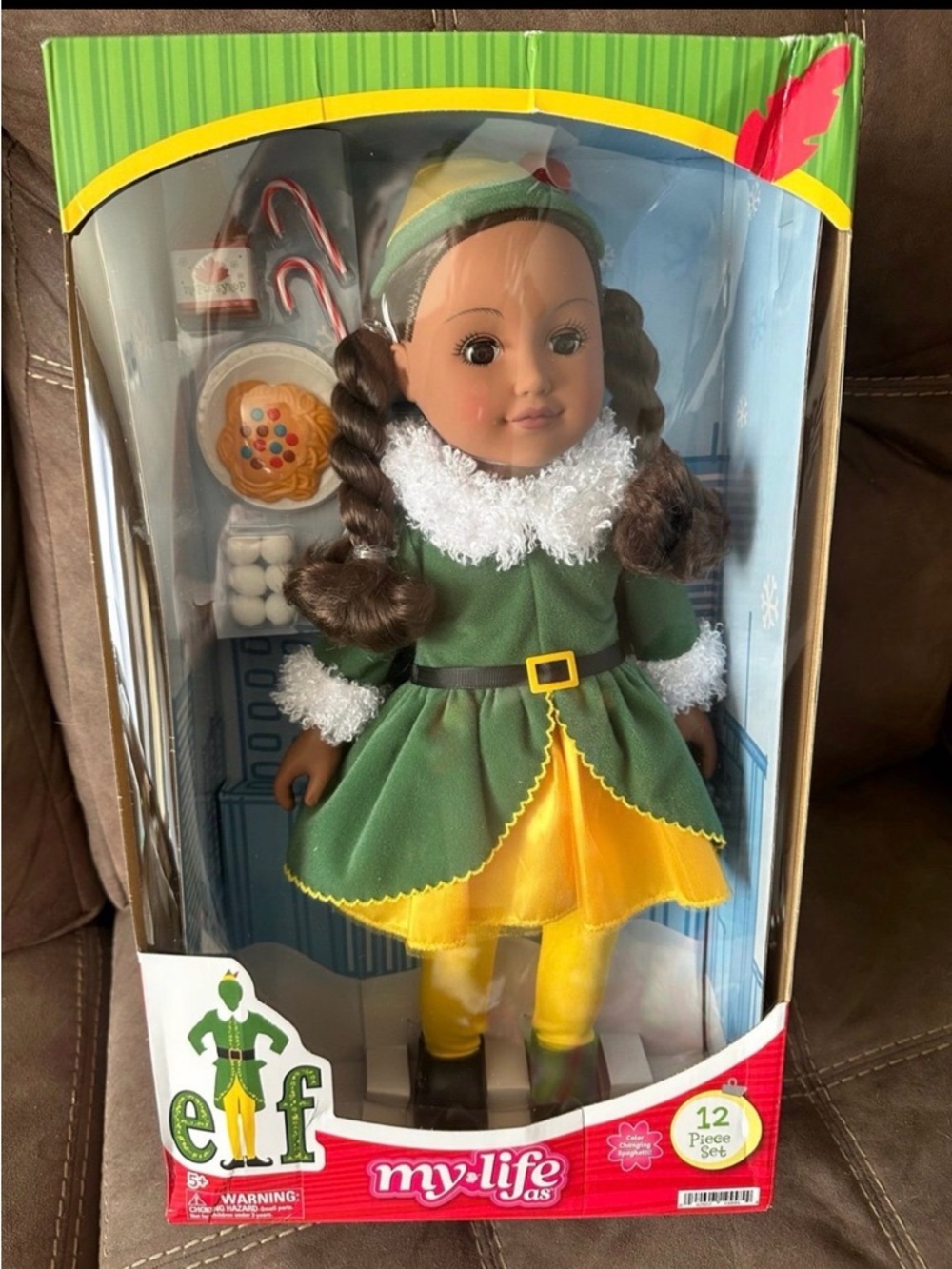 My Life As Holiday Elf Doll in Green & Yellow Outfit